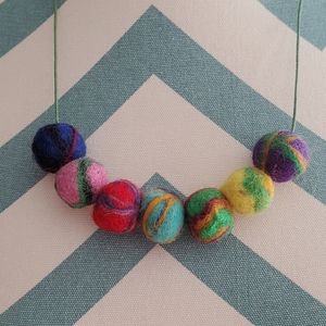 Wool felt pom pom necklace